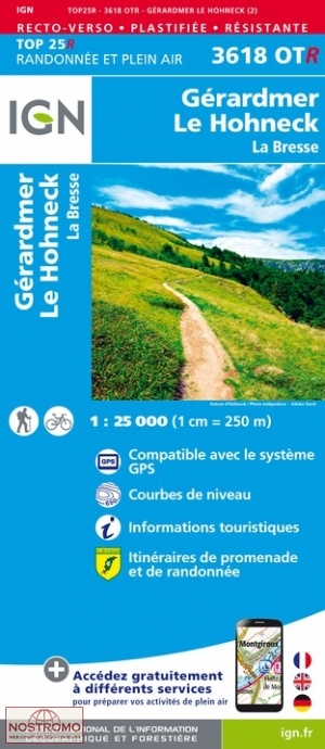 3618OTR GÉRARDMER - LE HOHNECK | carte de randonnée IGN