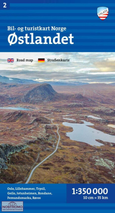 2 ØSTLANDET | carte routière Calazo