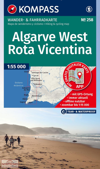258 ALGARVE WEST - ROTA VICENTINA | Kompass hiking map
