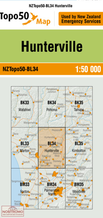 BL34 HUNTERVILLE | carte topographique LINZ