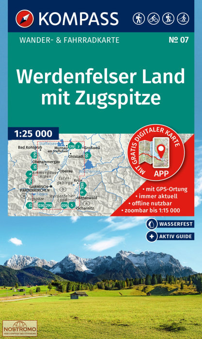 07 WERDENFELSER LAND MIT ZUGSPITZE | carte de randonnée Kompass