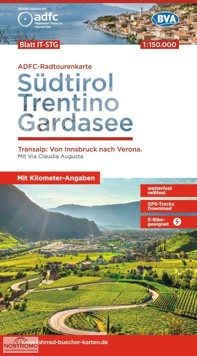 IT-STG SUD TYROL - TRENTIN - LAC DE GARDE | carte de cyclotourisme BVA BikeMedia