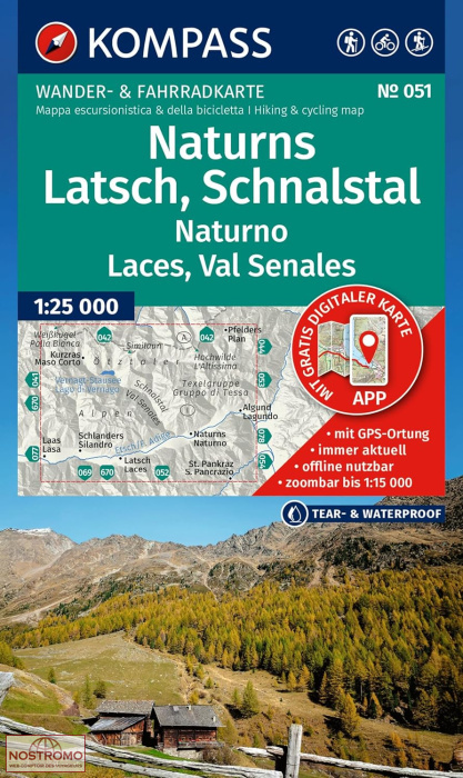 NATURNS - LATSCH - SCHNALSTAL 051 | carte de randonnée Kompass