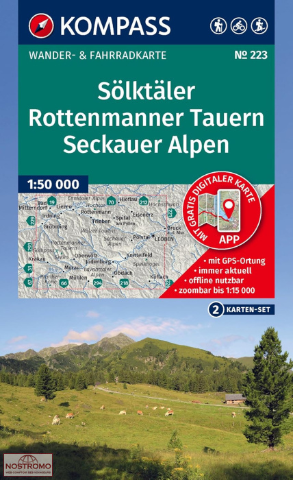 SÖLKTÄLER - ROTTENMANNER TAUERN - SECKAUER ALPEN 223 | cartes de randonnée Kompass