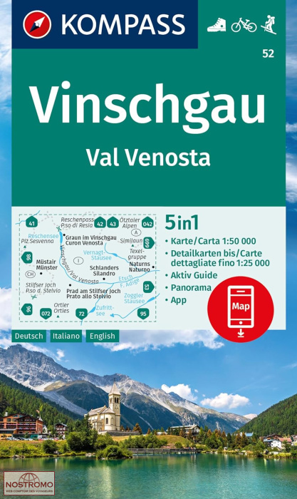 52 VINSCHGAU / VAL VENOSTA | Kompass hiking map