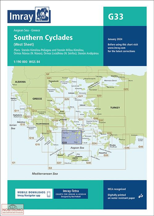 G33 CYCLADES SUD | carte marine Imray