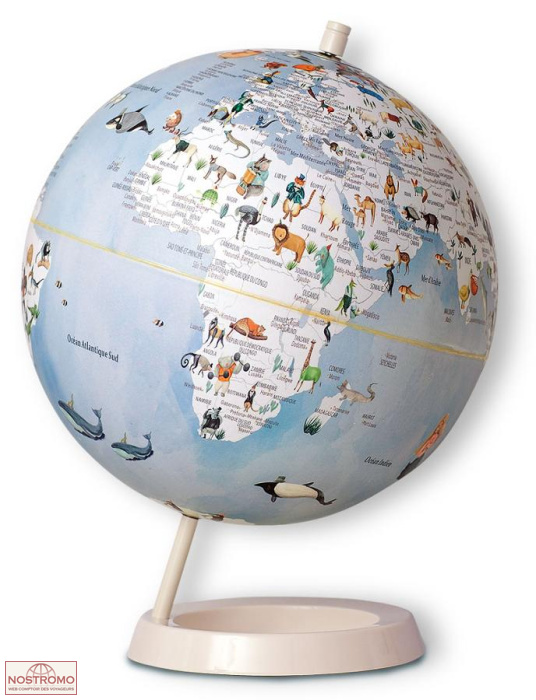 GLOBE BLEU ILLUSTRÉ ANIMAUX | globe Cartothèque EGG