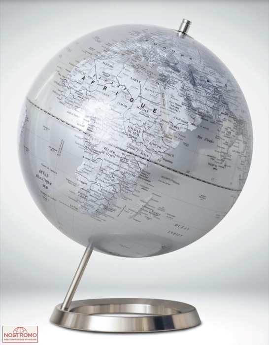 GLOBE INCLINÉ ARGENT CARTO BLANCHE POLITIQUE | globe Cartothèque EGG