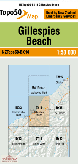 BX14 GILLESPIES BEACH | carte topographique LINZ