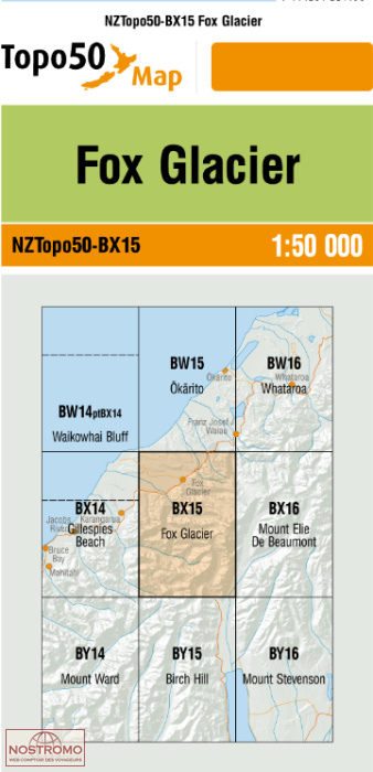 BX15 FOX GLACIER | carte topographique LINZ