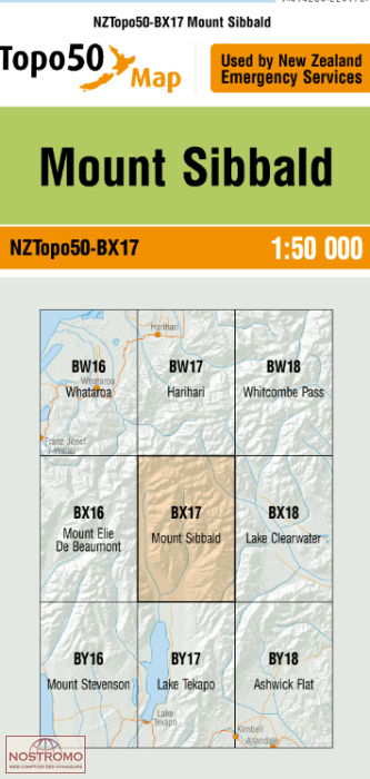 BX17 MOUNT SIBBALD | carte topographique LINZ