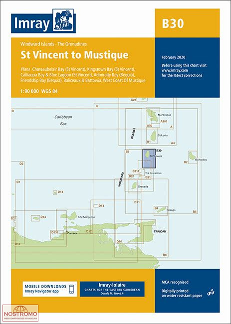 B30 DE SAINT-VINCENT À MOUSTIQUE | carte marine Imray