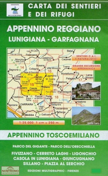 15 APPENNINO REGGIANO - LUNIGIANA - GARFAGNANA | carte de randonnée Multigraphic