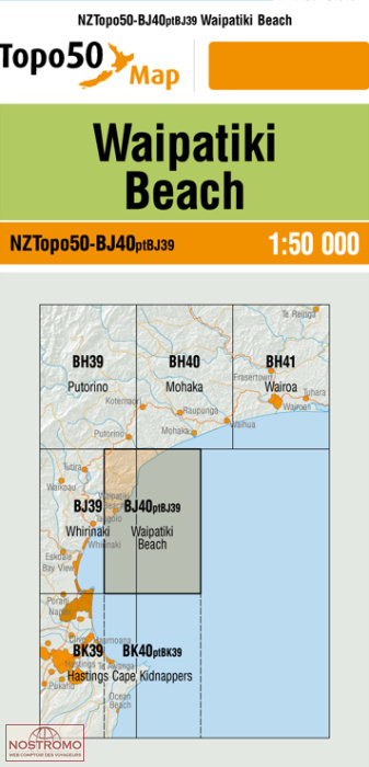 BJ40PTBJ39 WAIPATIKI BEACH | carte topographique LINZ
