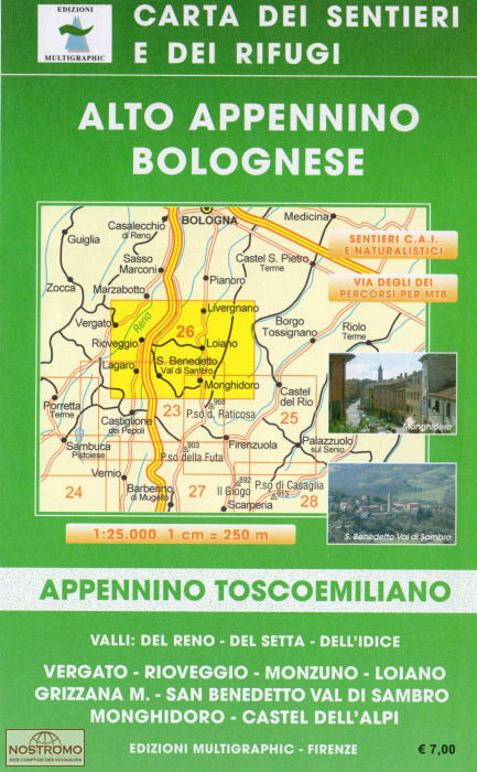 26 ALTO APPENNINO BOLOGNESE | carte de randonnée Multigraphic