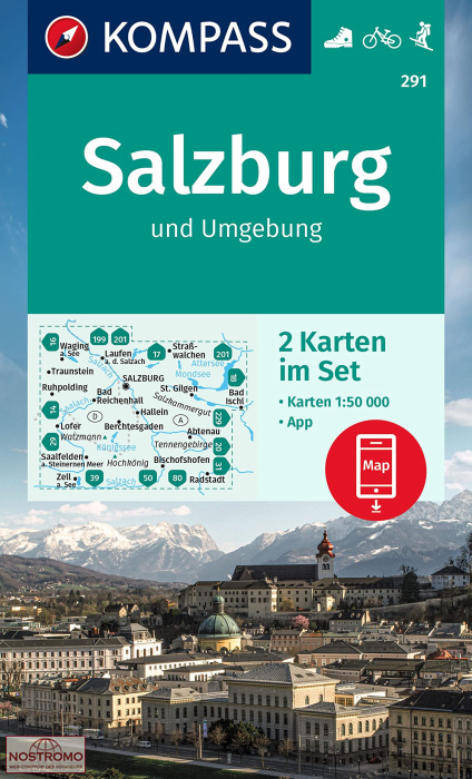 SALZBURG UND UMGEBUNG 291 | carte de randonnée Kompass