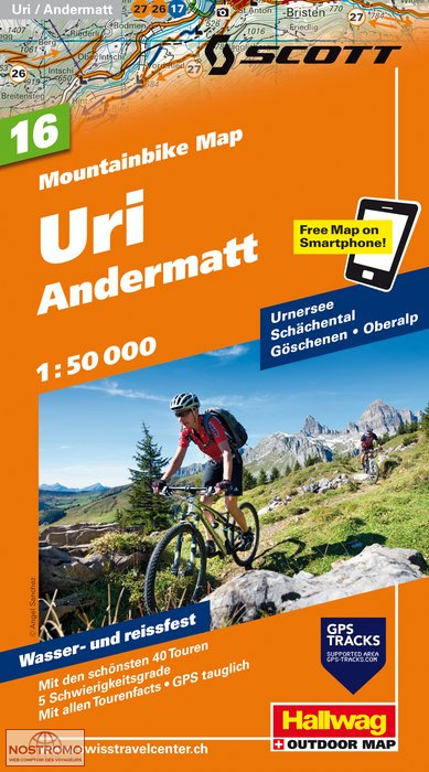 URI - ANDERMATT 16 | carte de VTT Hallwag