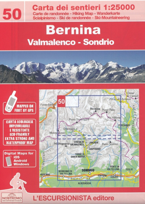 50 BERNINA - VALMALENCO - SONDRIO | l'Escursionista hiking map