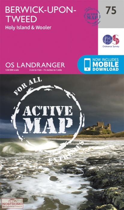0075 BERWICK-UPON-TWEED - HOLY ISLAND & WOOLER | OS hiking map
