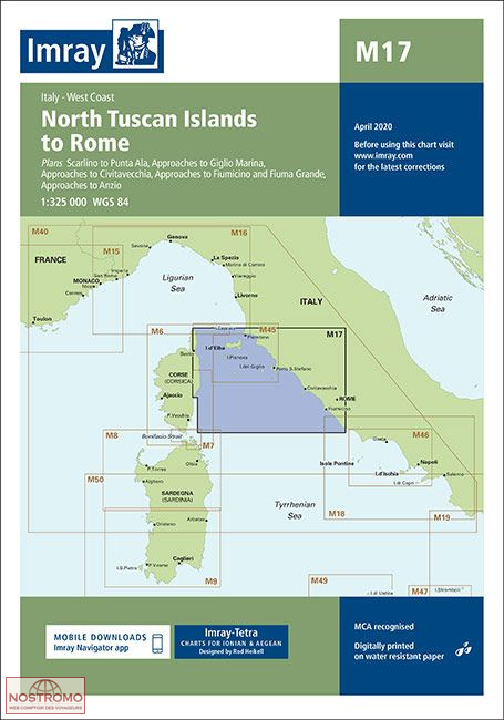M17 DES ÎLES DE TOSCANE NORD À ROME | carte marine Imray