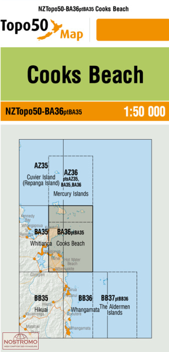 BA36PTBA35 COOKS BEACH | carte topographique LINZ