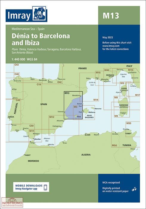 M13 DE DENIA À BARCELONE ET IBIZA | carte marine Imray