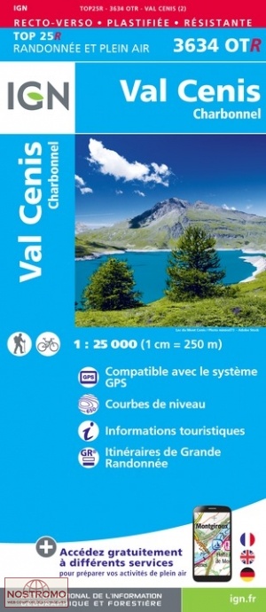 3634OTR VAL CENIS - CHARBONNEL | carte de randonnée IGN