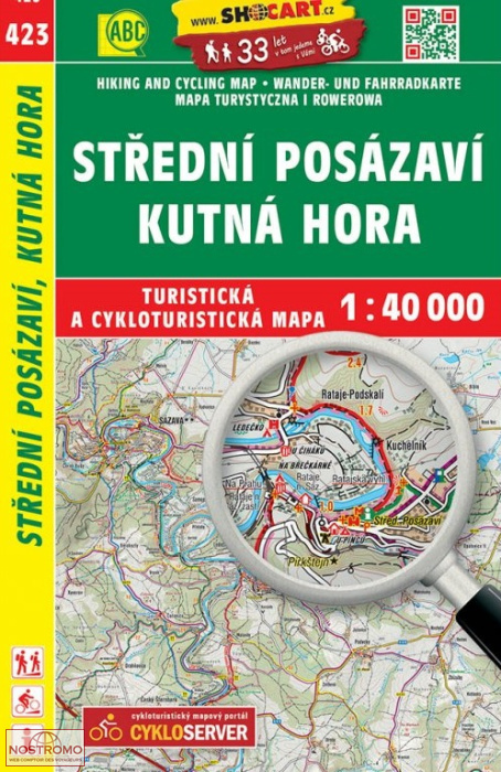 423 STŘEDNÍ POSÁZAVÍ - KUTNÁ HORA | carte de randonnée Shocart