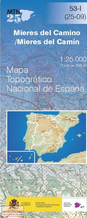 053-1 MIERES DEL CAMINO/MIERES DEL CAMÍN | carte topographique CNIG