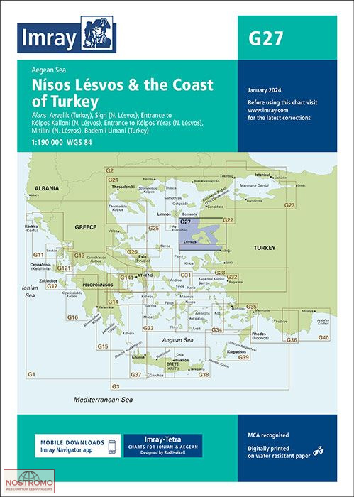 G27 LESBOS ET LA CÔTE DE TURQUIE | carte marine Imray