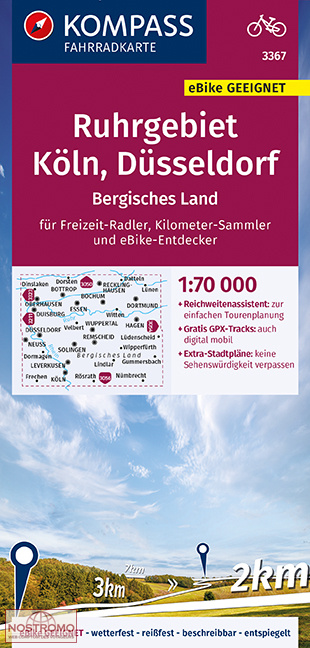 3367 RUHRGEBIET - KÖLN - DÜSSELDORF | Kompass cycling map