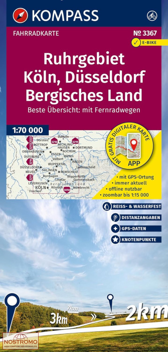 3367 RUHRGEBIET - KÖLN - DÜSSELDORF | Kompass cycling map