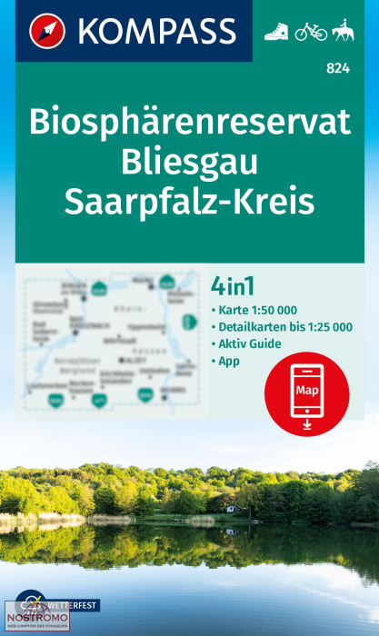 824 BIOSPHÄRENRESERVAT BLIESGAU & SAARPFALZ-KREIS | Kompass hiking map