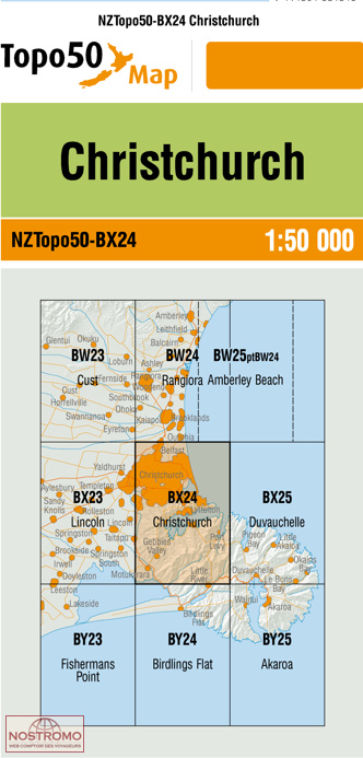 BX24 CHRISTCHURCH | carte topographique LINZ