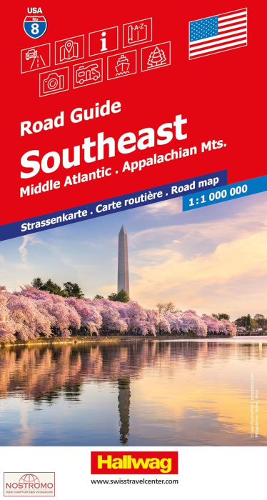 USA 8 - SOUTHEAST | Hallwag road map