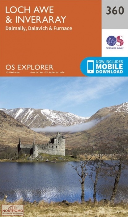 360 LOCH AWE & INVERARAY - DALMALLY, DALAVICH & FURNACE | carte de randonnée OS