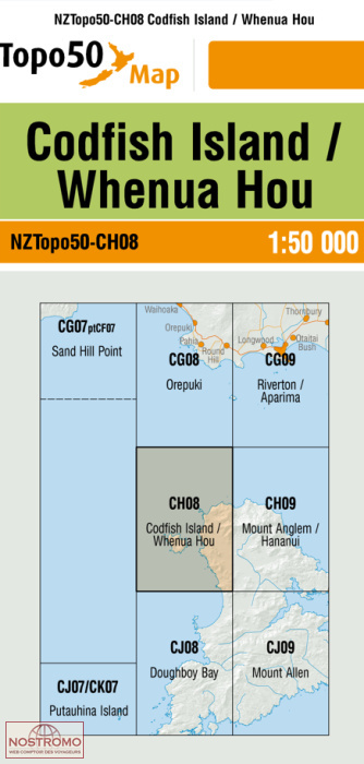 CH08 CODFISH ISLAND / WHENUA HOU | carte topographique LINZ