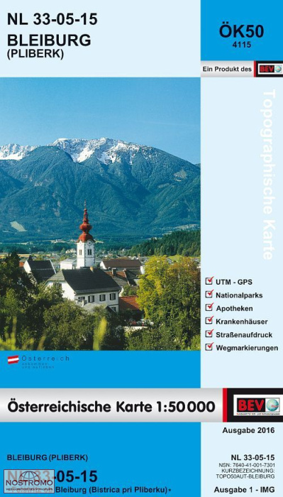 4115 BLEIBURG / PLIBERK | carte topographique BEV