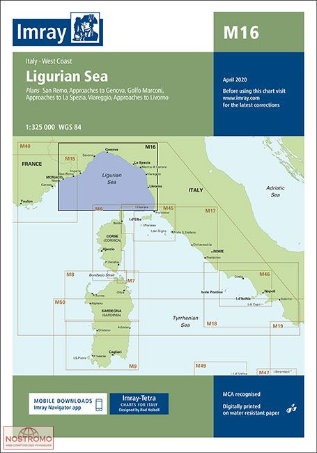 M16 LIGURIAN SEA | Imray nautical chart