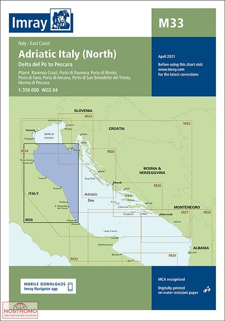 M33 ADRIATIC SEA NORTH (ITALY) | Imray nautical chart