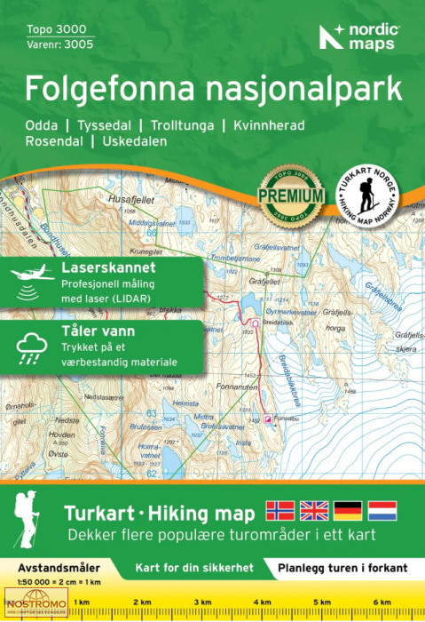 3005 FOLGEFONNA NASJONALPARK | Nordic Maps hiking map