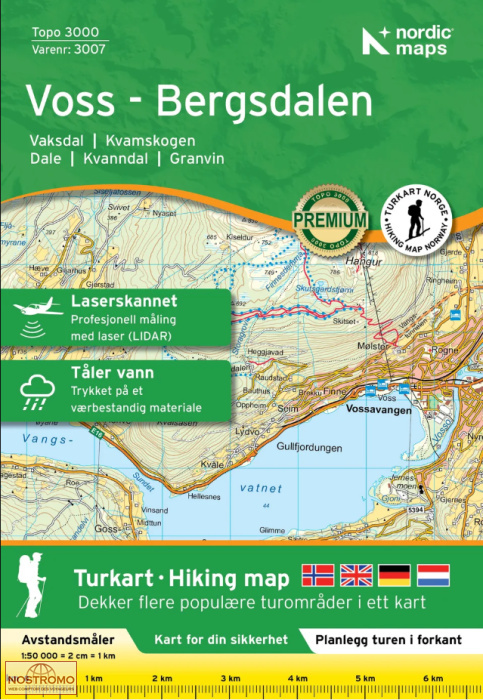3007 VOSS - BERGSDALEN | Nordic Maps hiking map