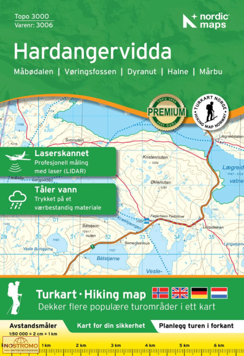 3006 HARDANGERVIDDA | carte de randonnée Nordic Maps