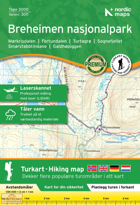 3011 BREHEIMEN NASJONALPARK | carte de randonnée Nordic Maps