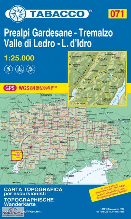 071 PREALPI GARDESANE - TREMALZO | carte de randonnée Tabacco