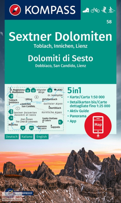 58 SEXTNER DOLOMITEN | Kompass hiking map