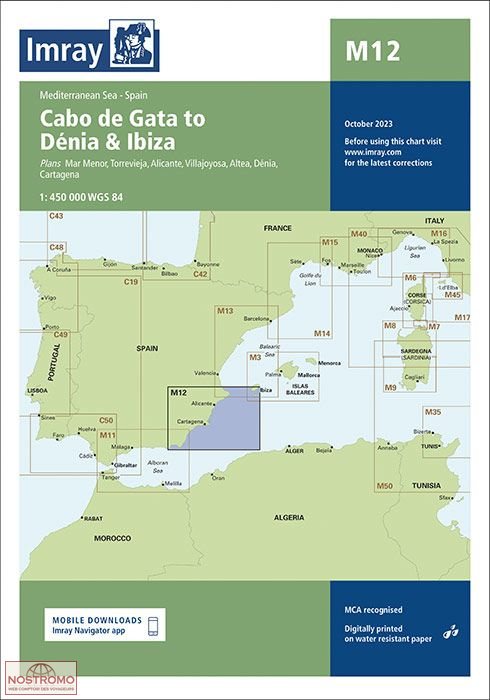 M12 CABO DE GATA TO DENIA & IBIZA | Imray nautical chart