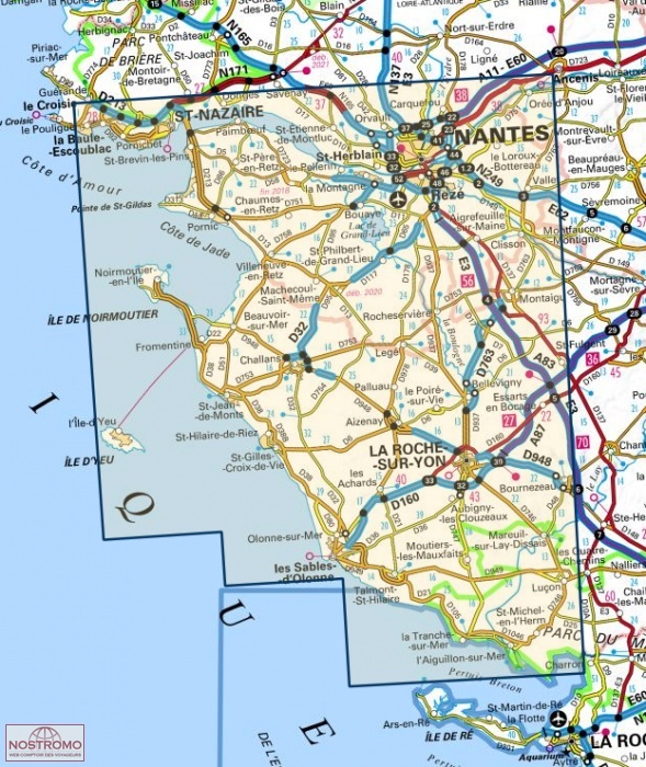 131 NANTES LA ROCHE SUR YON carte touristique IGN nostromoweb 131 NANTES LA ROCHE SUR YON carte touristique IGN nostromoweb