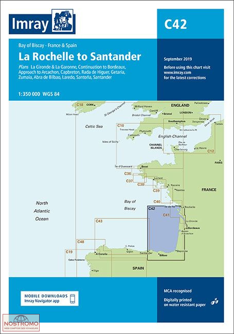 C42 LA ROCHELLE TO SANTANDER | Imray nautical chart