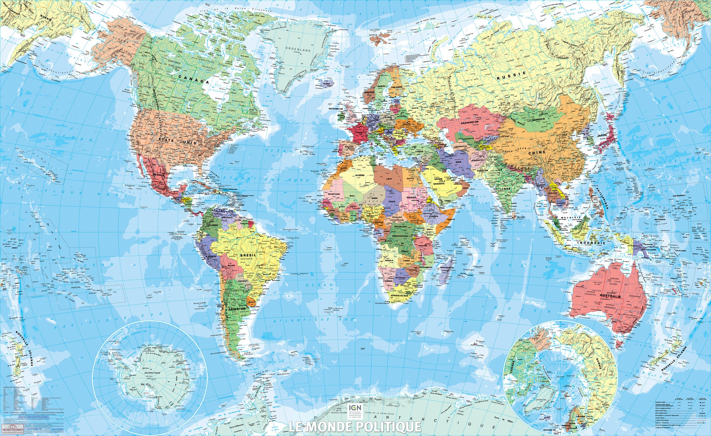 LE MONDE carte murale IGN nostromoweb